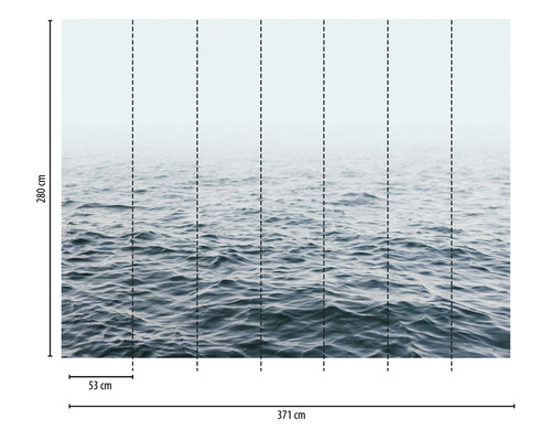 Vliesbehang 38258-1 The Wall Sea Waves 7-delige set 371 x 280 cm