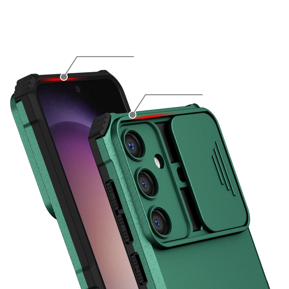 Samsung Galaxy S24 Hybrid Outdoor Hardcase Hülle mit Cam-Slider   Kickstand - Grün (Matt)