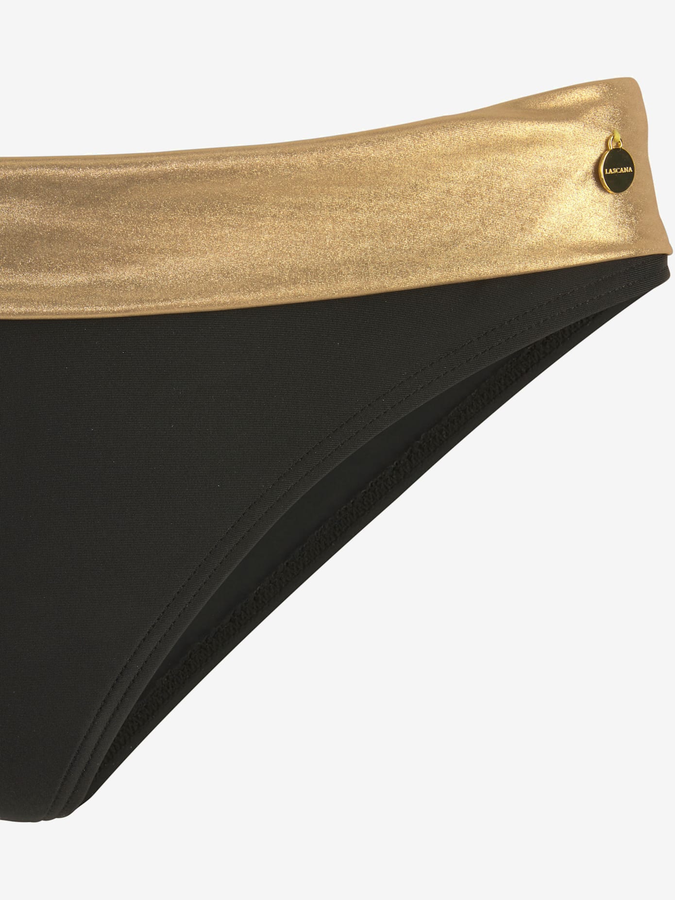 Bas de maillot de bain couleur unie avec ceinture à revers couleur or