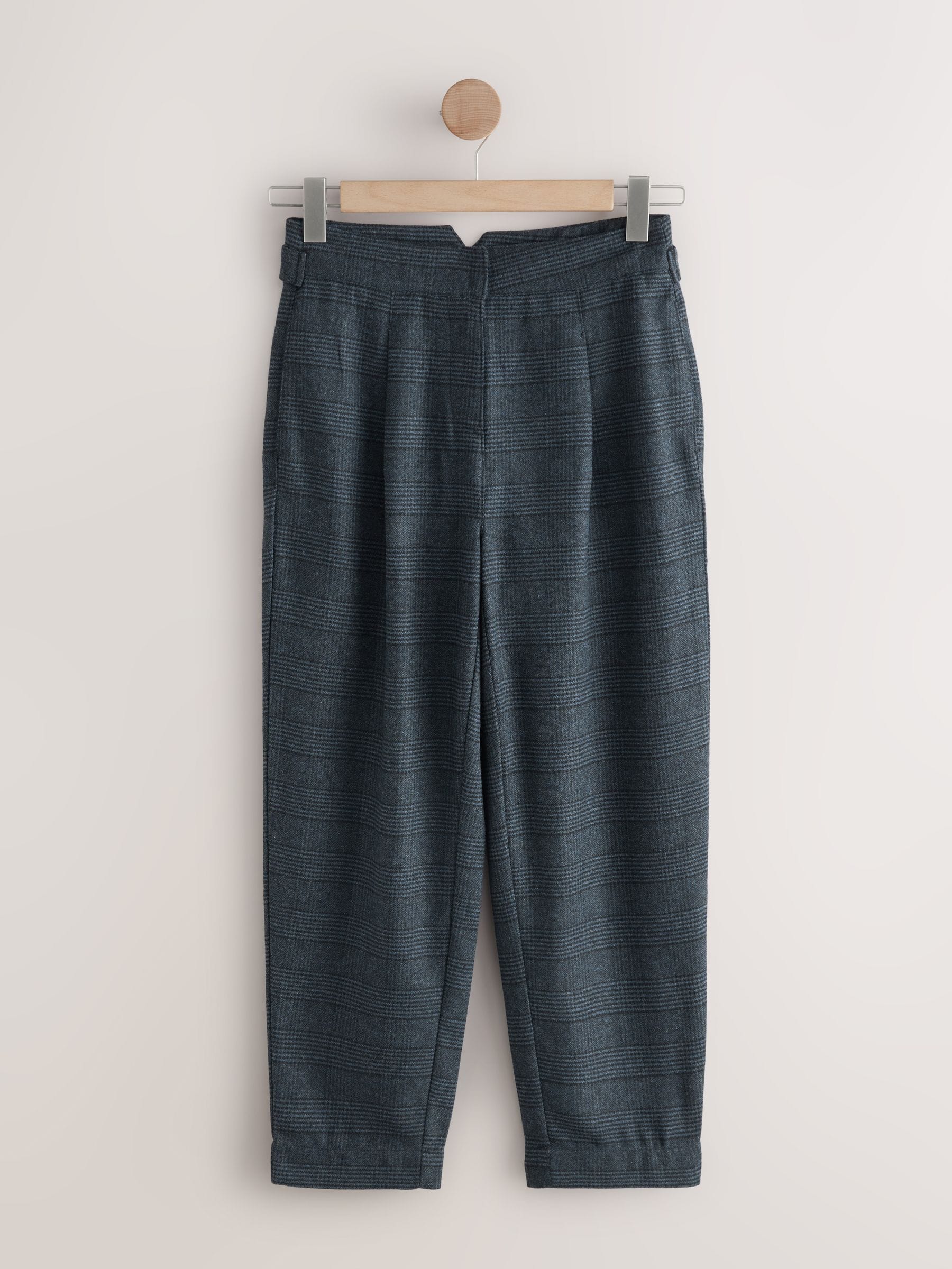 Blauw geruit - N. Premium broek met tonvormige pijpen en wol