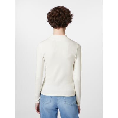 Damen-Rippenshirt Langarm, Weiß