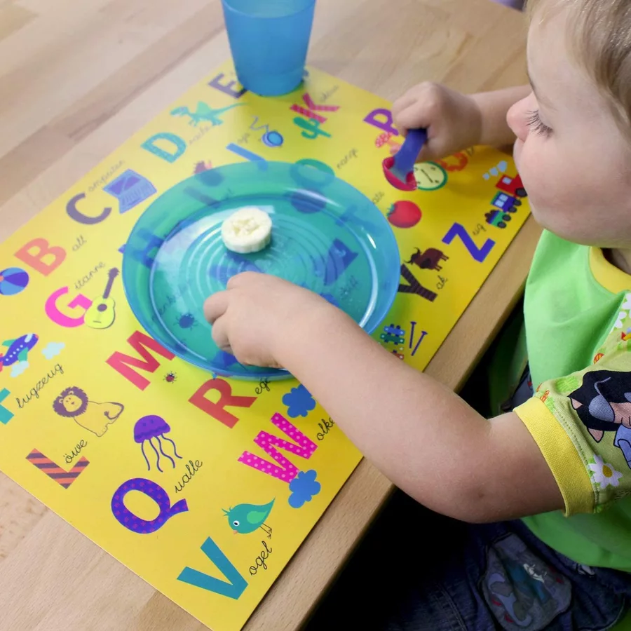 Nikima Platzset stabiles Vinyl Tischset - ABC gelb mehrfarbig