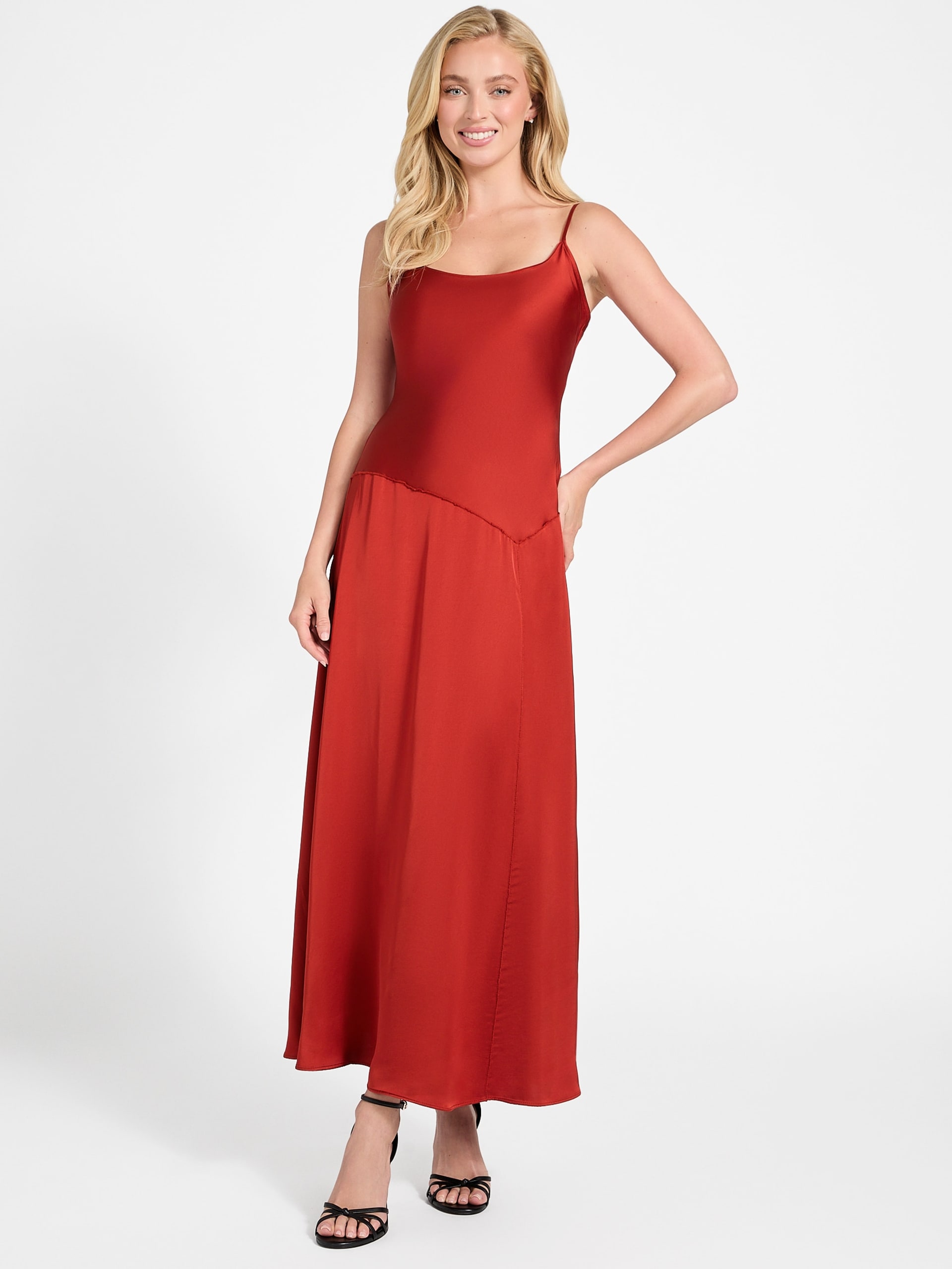 Vestido longo Jasmin em tecido plano