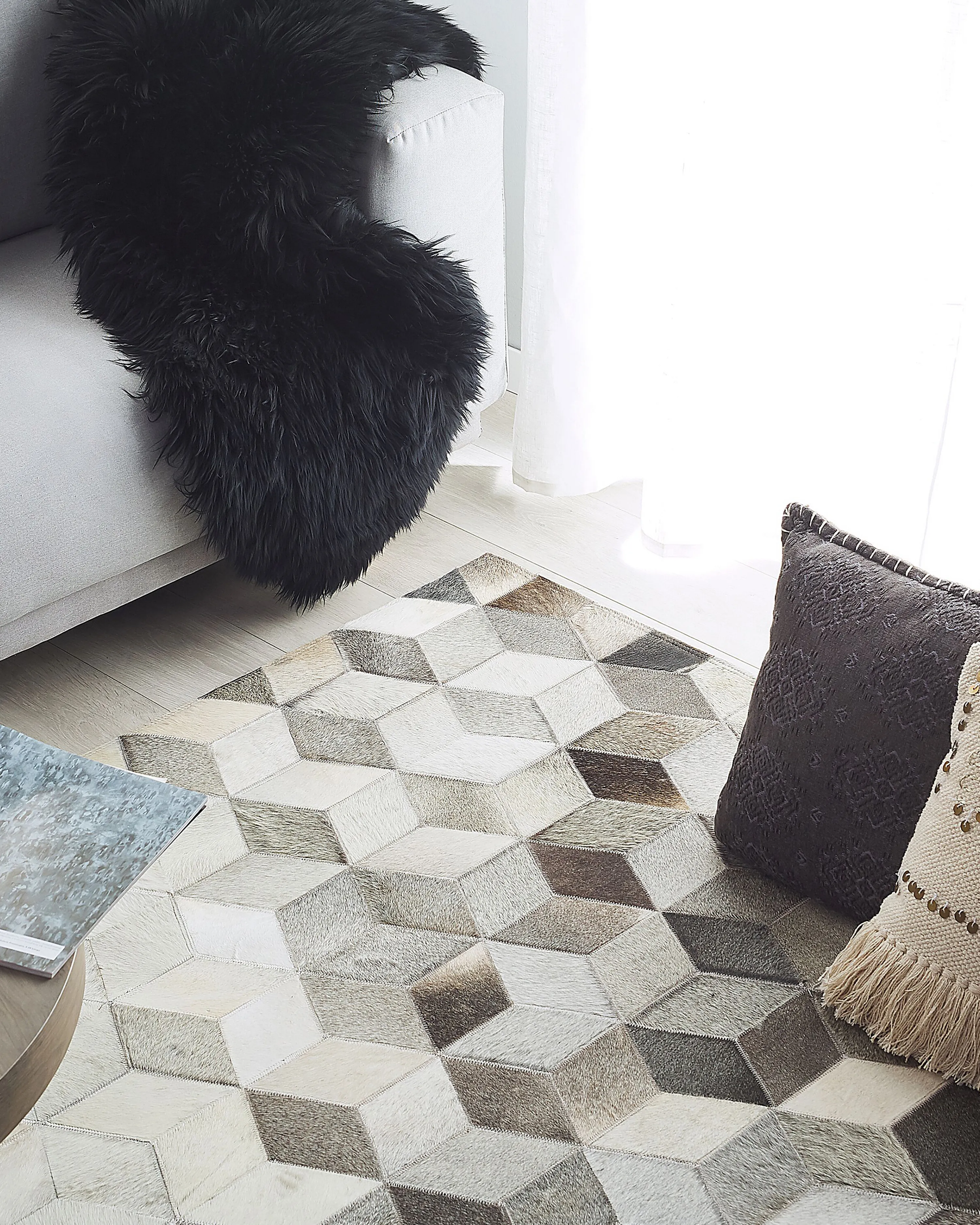 Vloerkleed SASON Beige 160 x 230 cm Leer