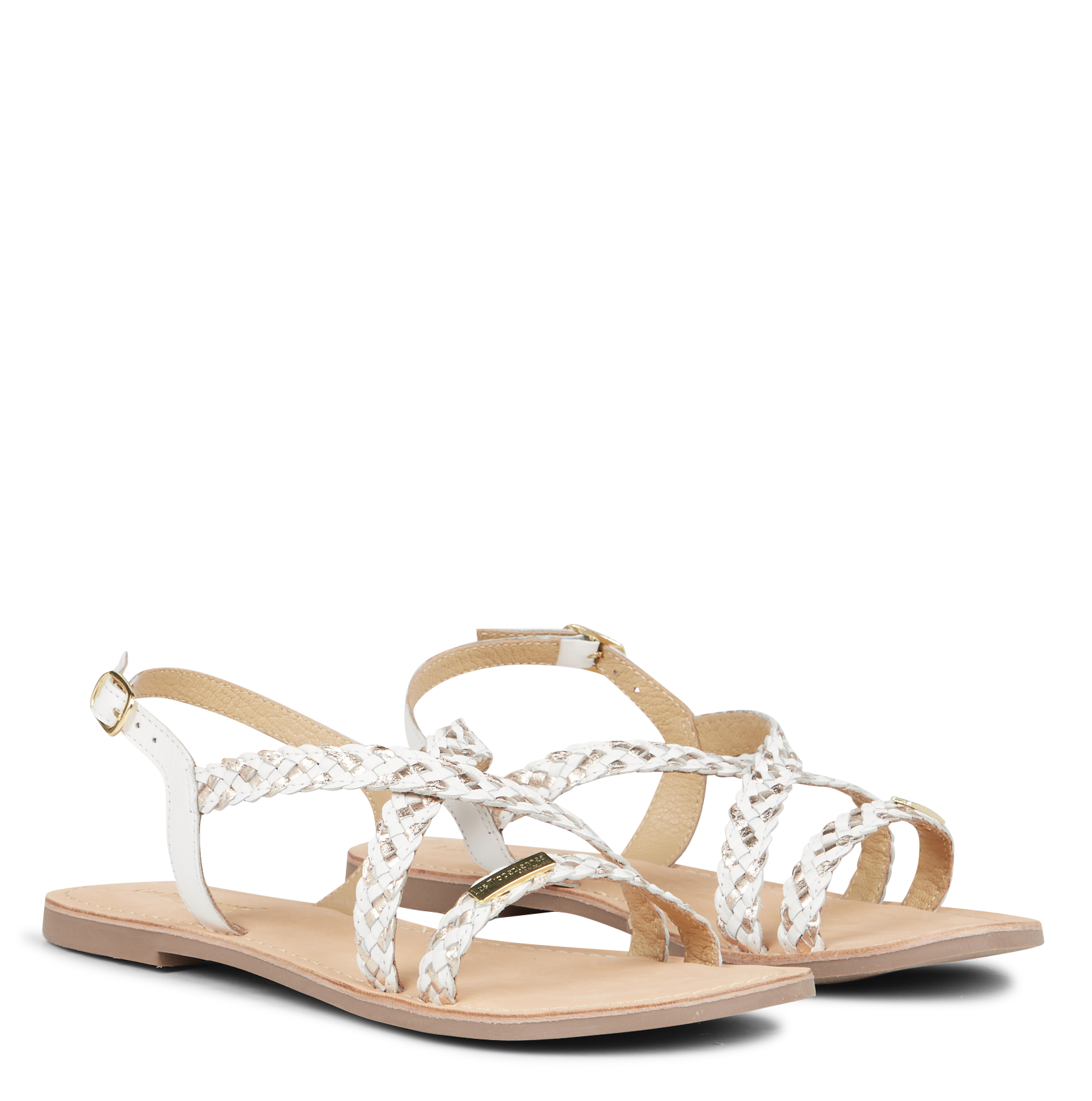 DIAMS - Sandales plates en cuir | Blanc