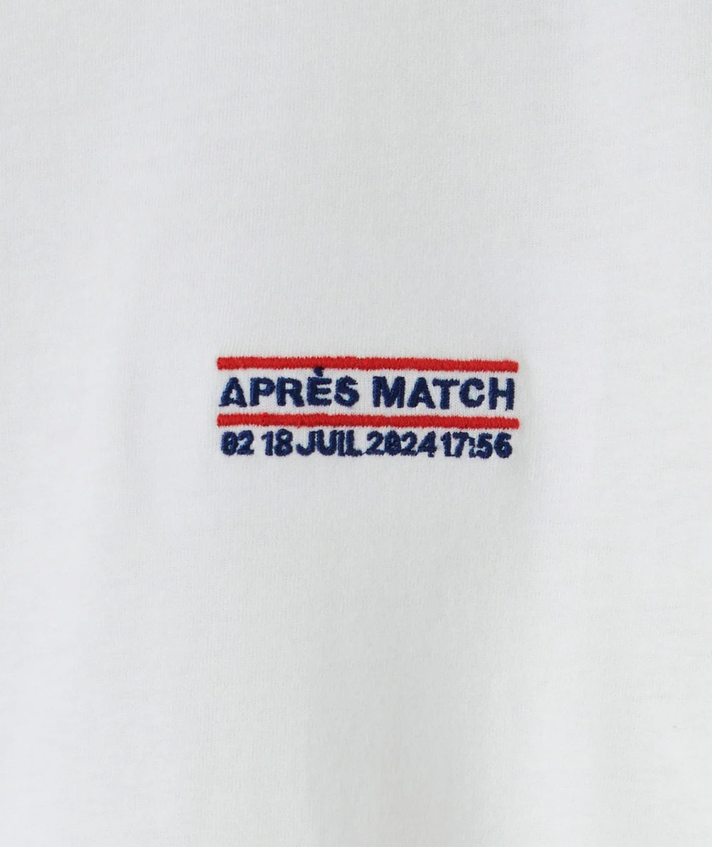 t-shirt garçon en coton biologique blanc avec message match brodé
