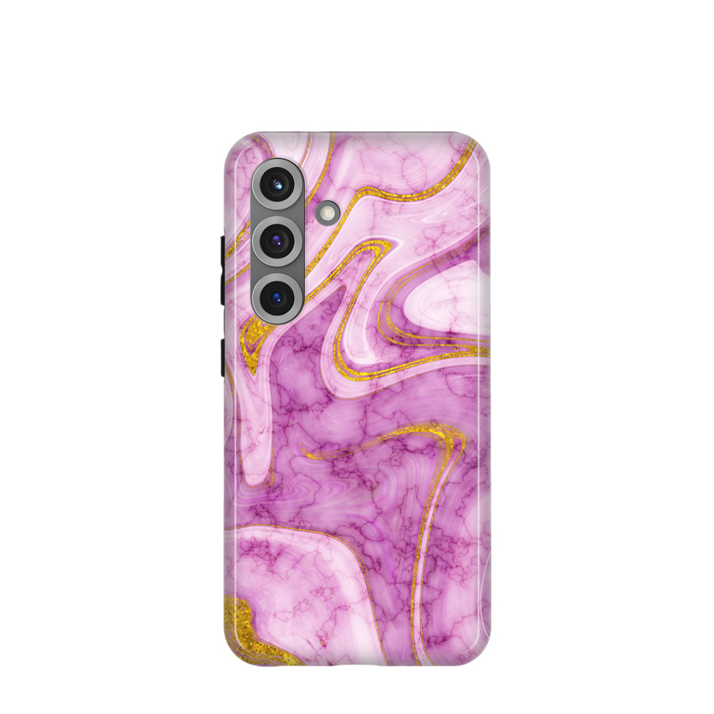 Samsung Galaxy S25 Hybrid (Kunststoff / Gummi) Hülle Marmor Marble 11 - Pink