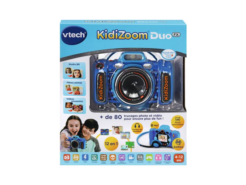 Vtech Kinderkamera Kidizoom Duo FX -FR- Blau Multifunktionale Digitalkamera mit integriertem Blitz