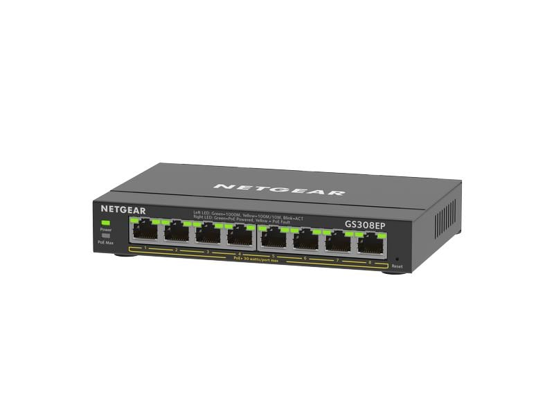 Netgear PoE  Switch GS308EP-100PES 8 Port 8-Port Gigabit Ethernet PoE  Smart Managed Plus Switch (GS308EP)