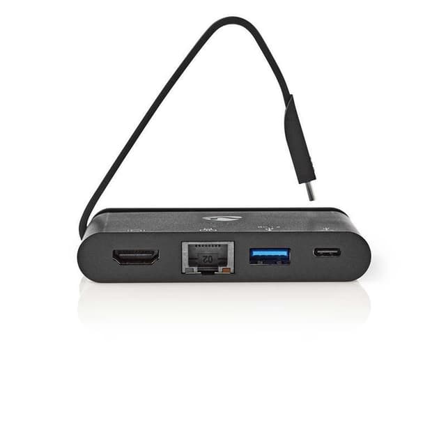 Nedis USB Multi-Port Adapter | USB 3.2 Gen 1 | USB-C™ Han | HDMI™ Hun / RJ45 Hun / USB-A Hun / USB-C™ Hun | Runde | Nikkelplateret | Sort | Box