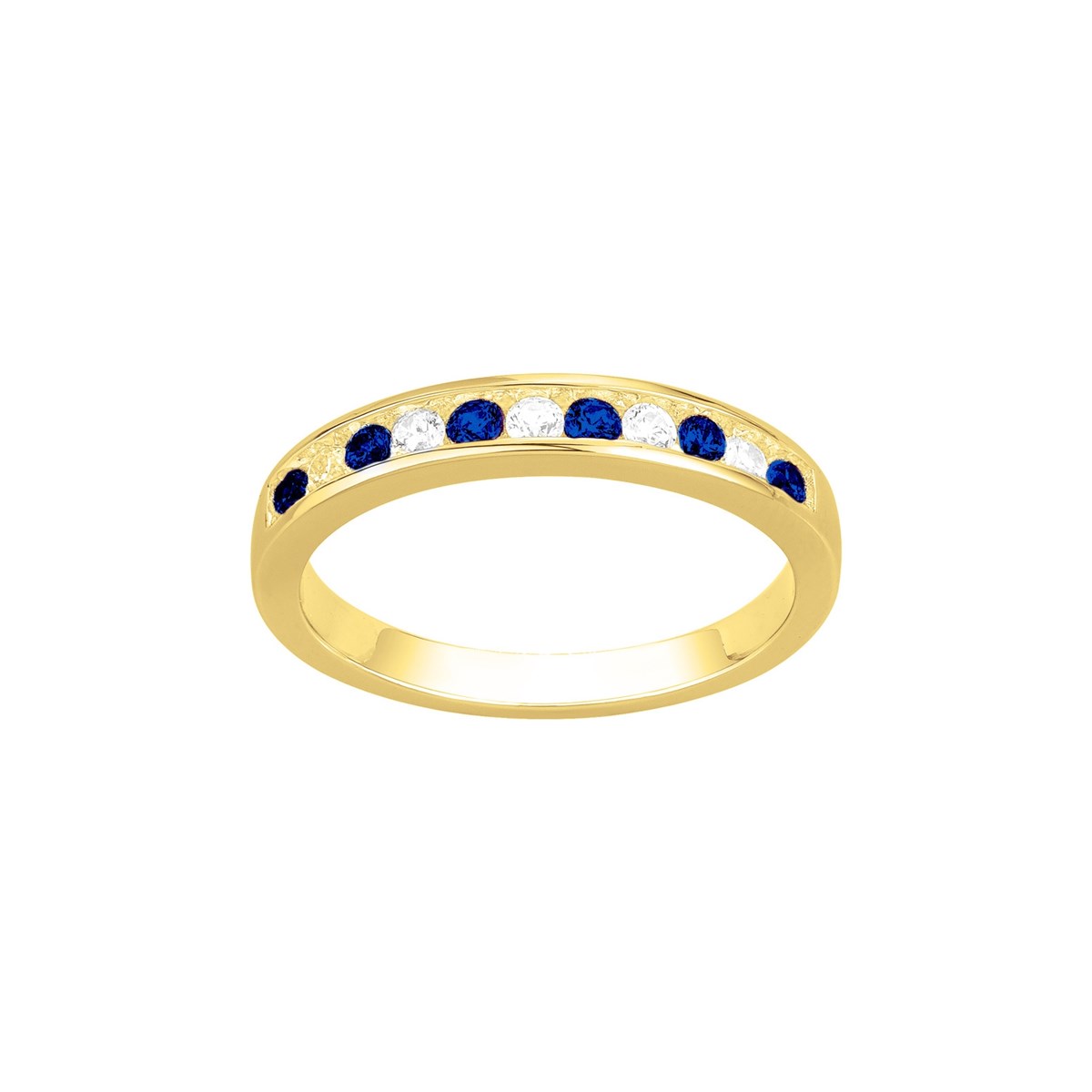 Bague en Plaqué Or avec spinelle bleu saphir