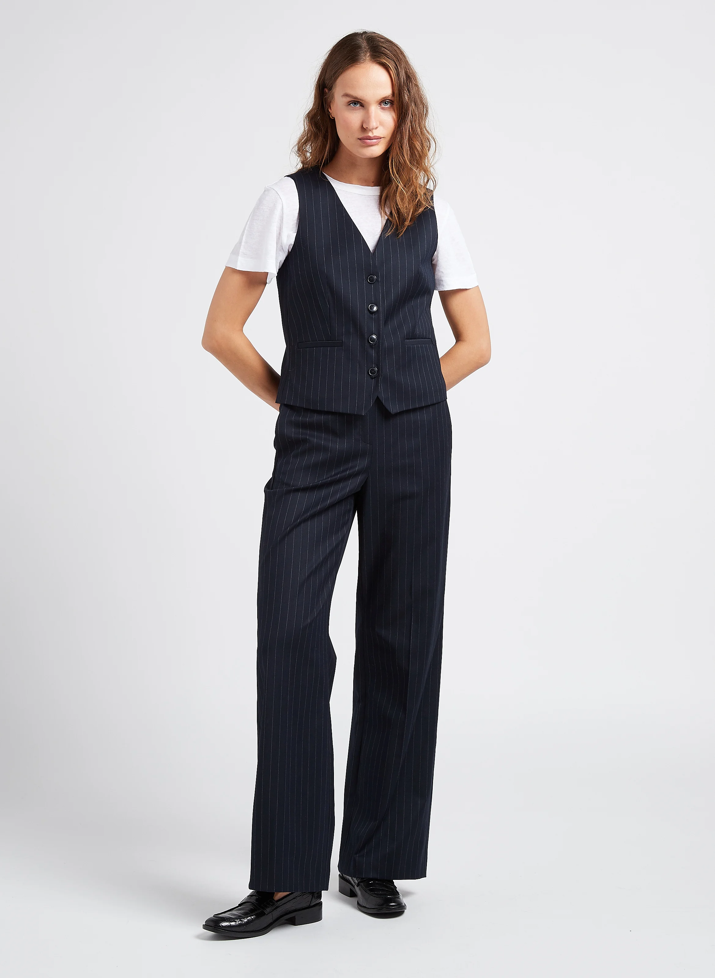 LAYLA - Pantalon taille haute large| Bleu