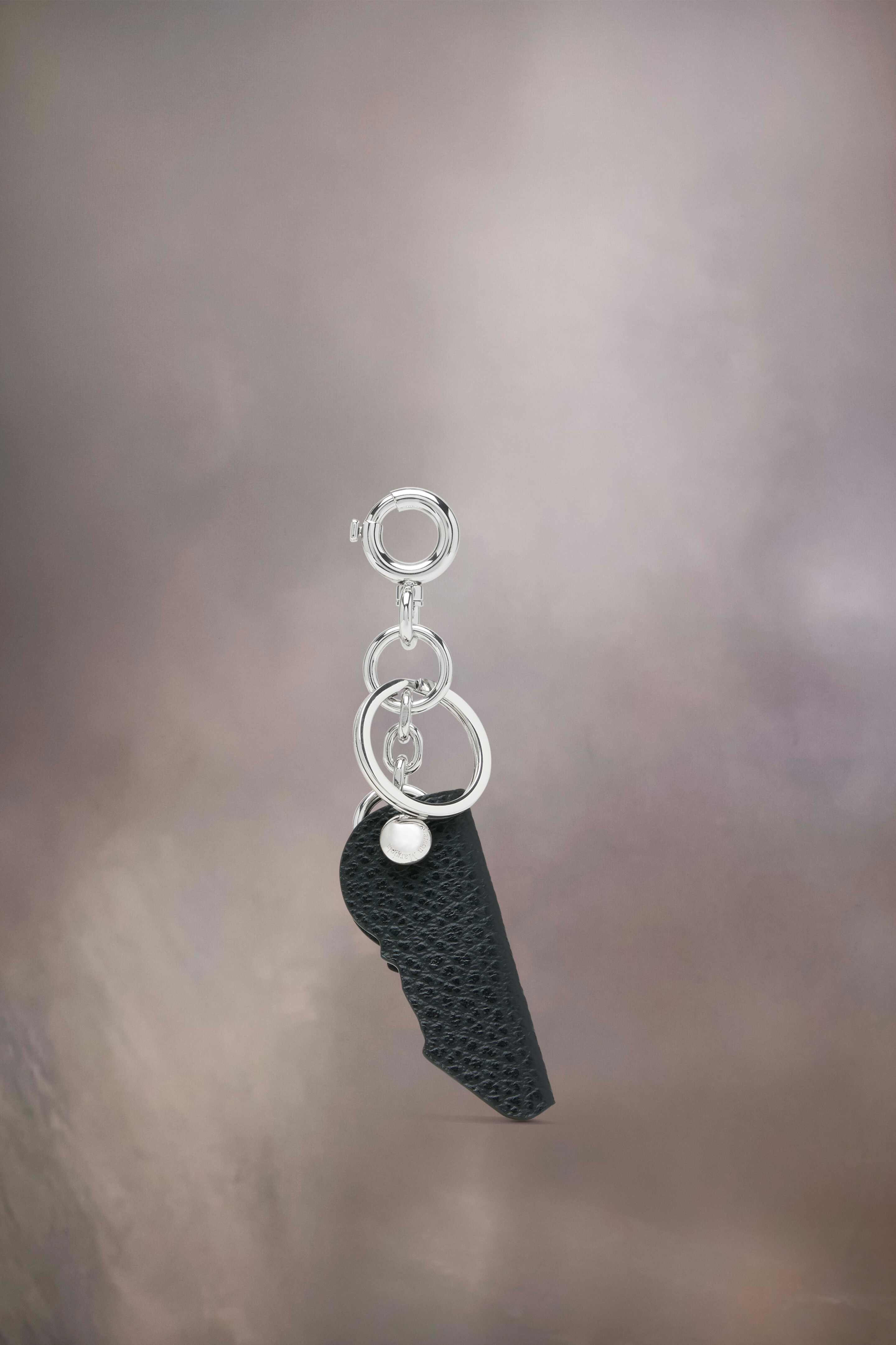 Porte-clés en cuir avec logo noir en cuir Noir