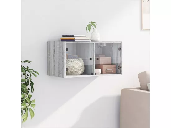 Armoire murale avec portes en verre sonoma gris 68,5x37x35 cm