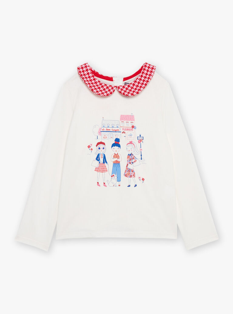 T-shirt écru à col Claudine