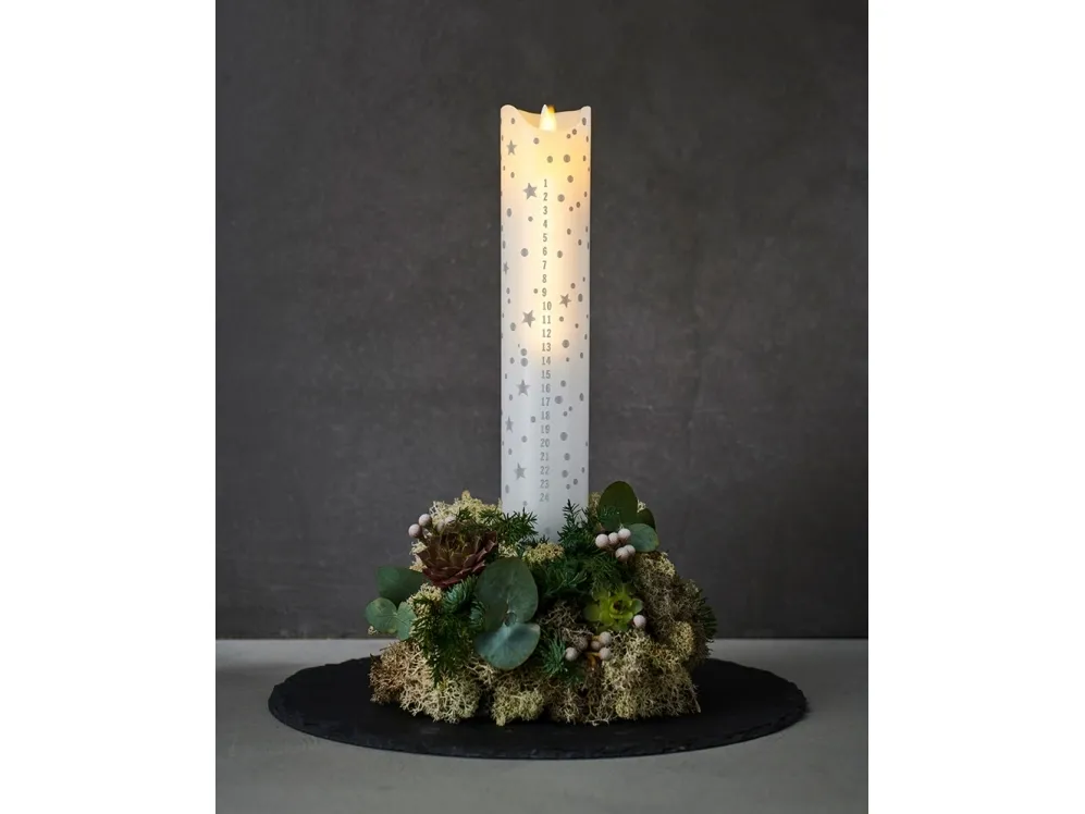 Sirius Sara Kalenderlys - Sølv - H 29 cm