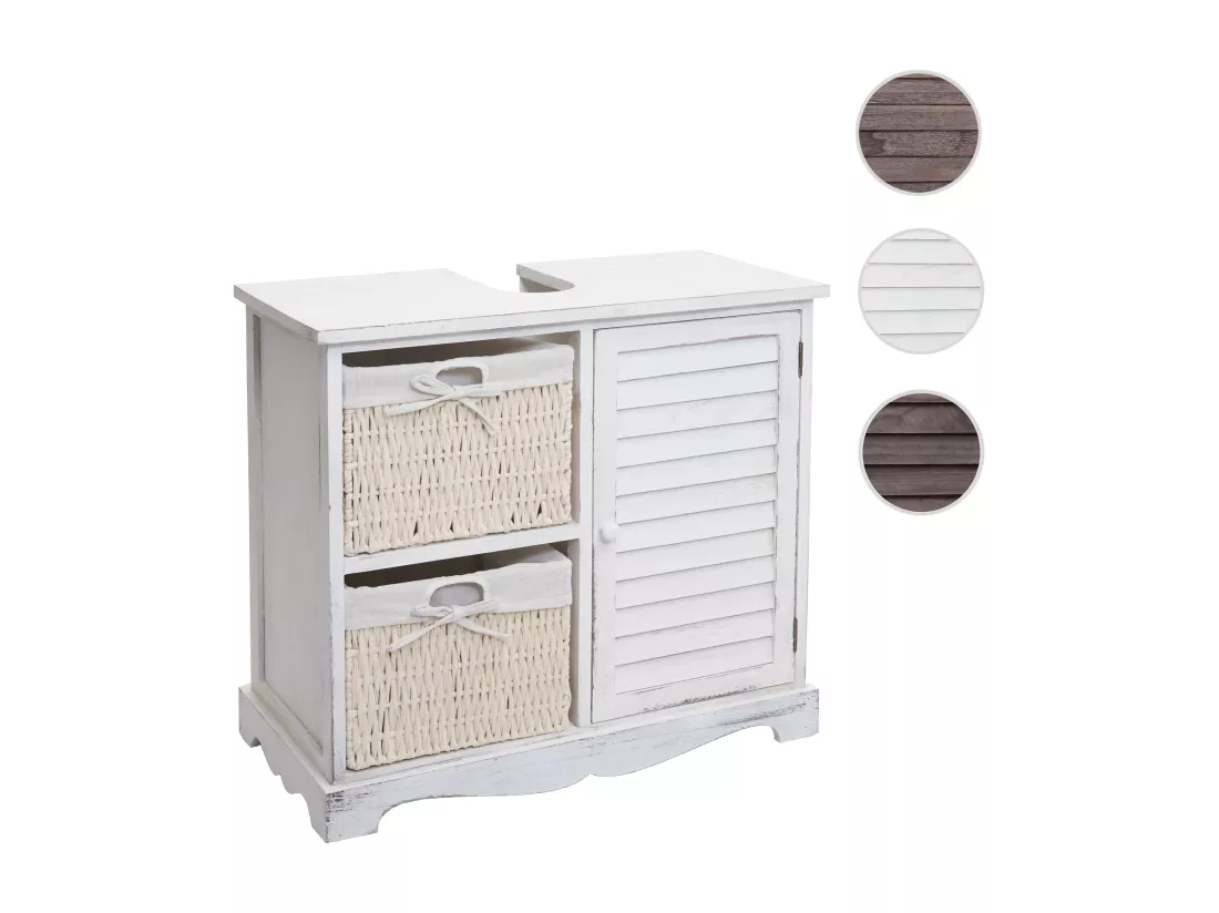 Meuble sous-lavabo MCW-H20, shabby blanc