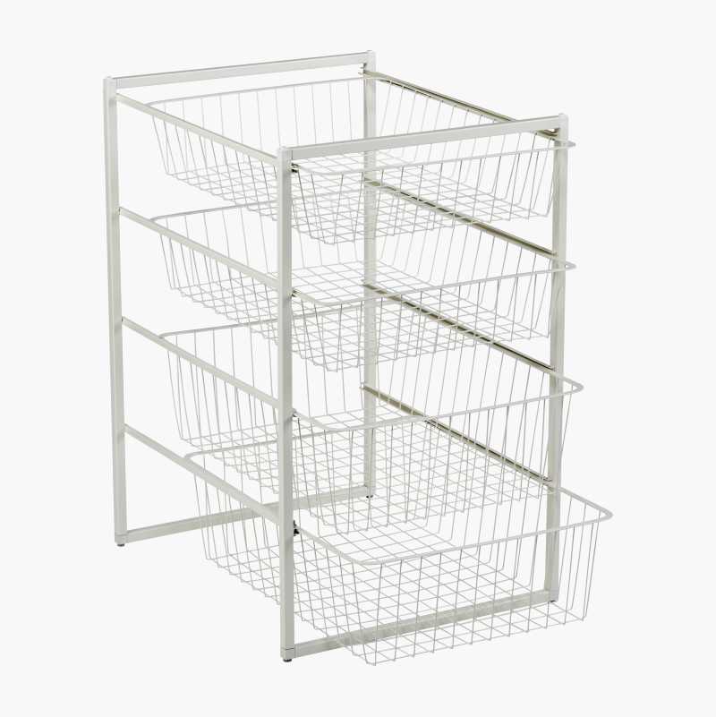 Trådkurv med stativ, hvit, 45 cm