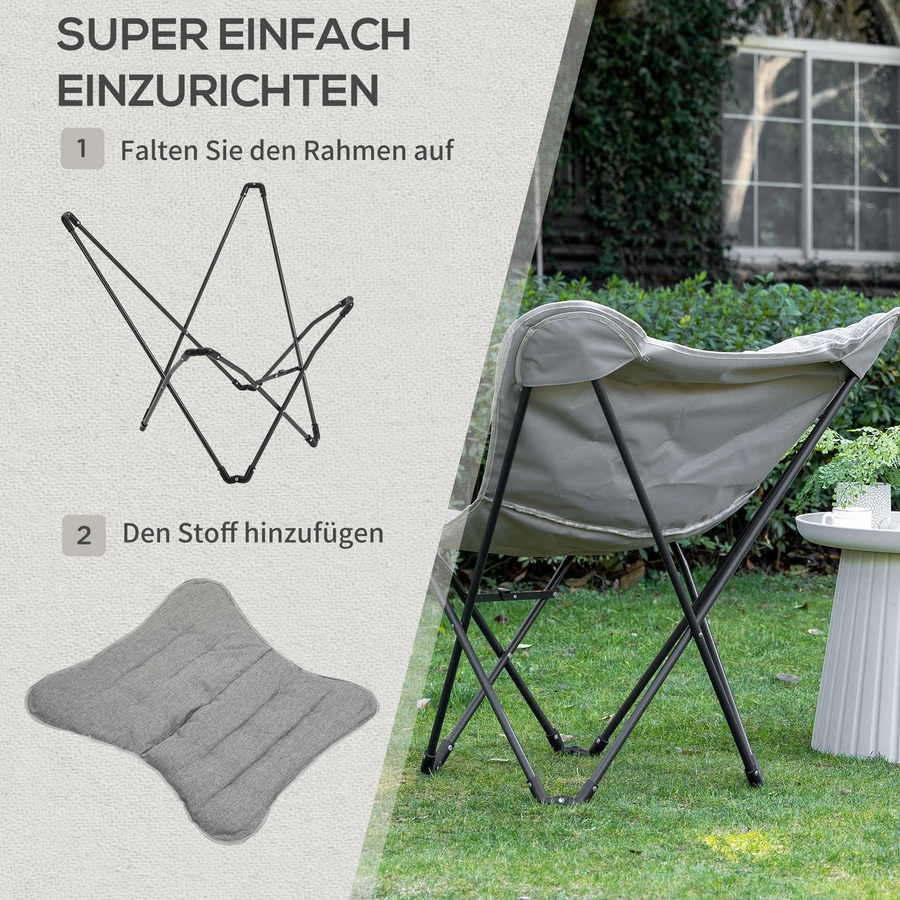 Outsunny Campingstuhl mit Kissen grau