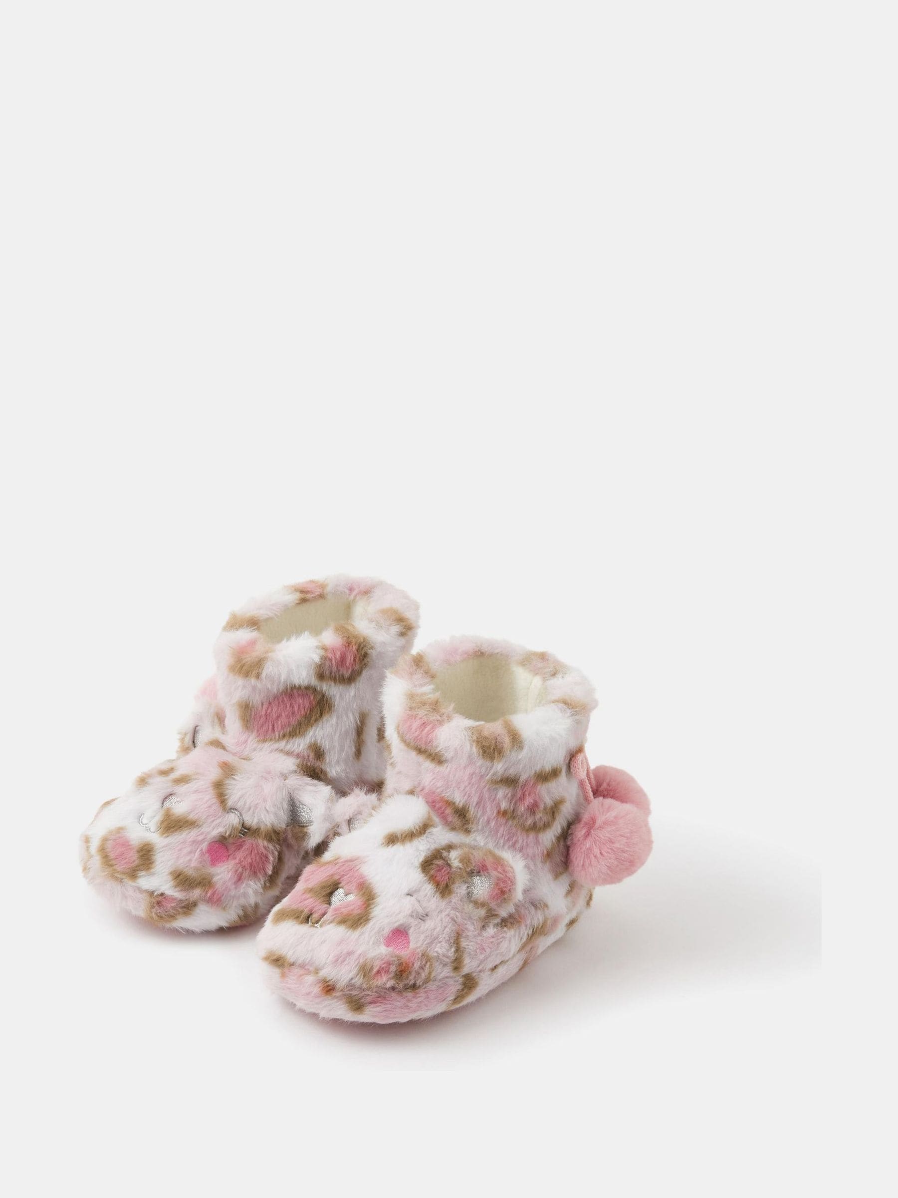 Accessorize Girls Fluffy Leopard Print Slipper Boots