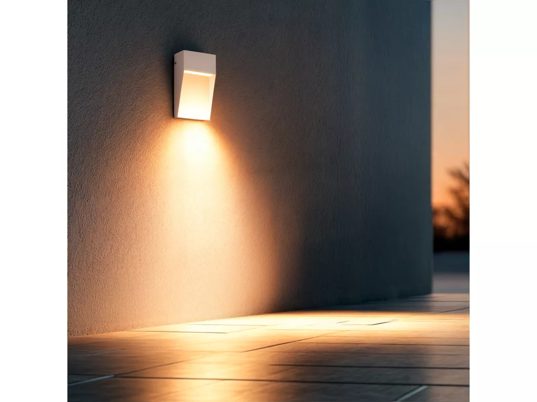 Applique Murale Extérieure LED 6.5W CCT Seleccionable en Saillie Carrée Jade Blanc