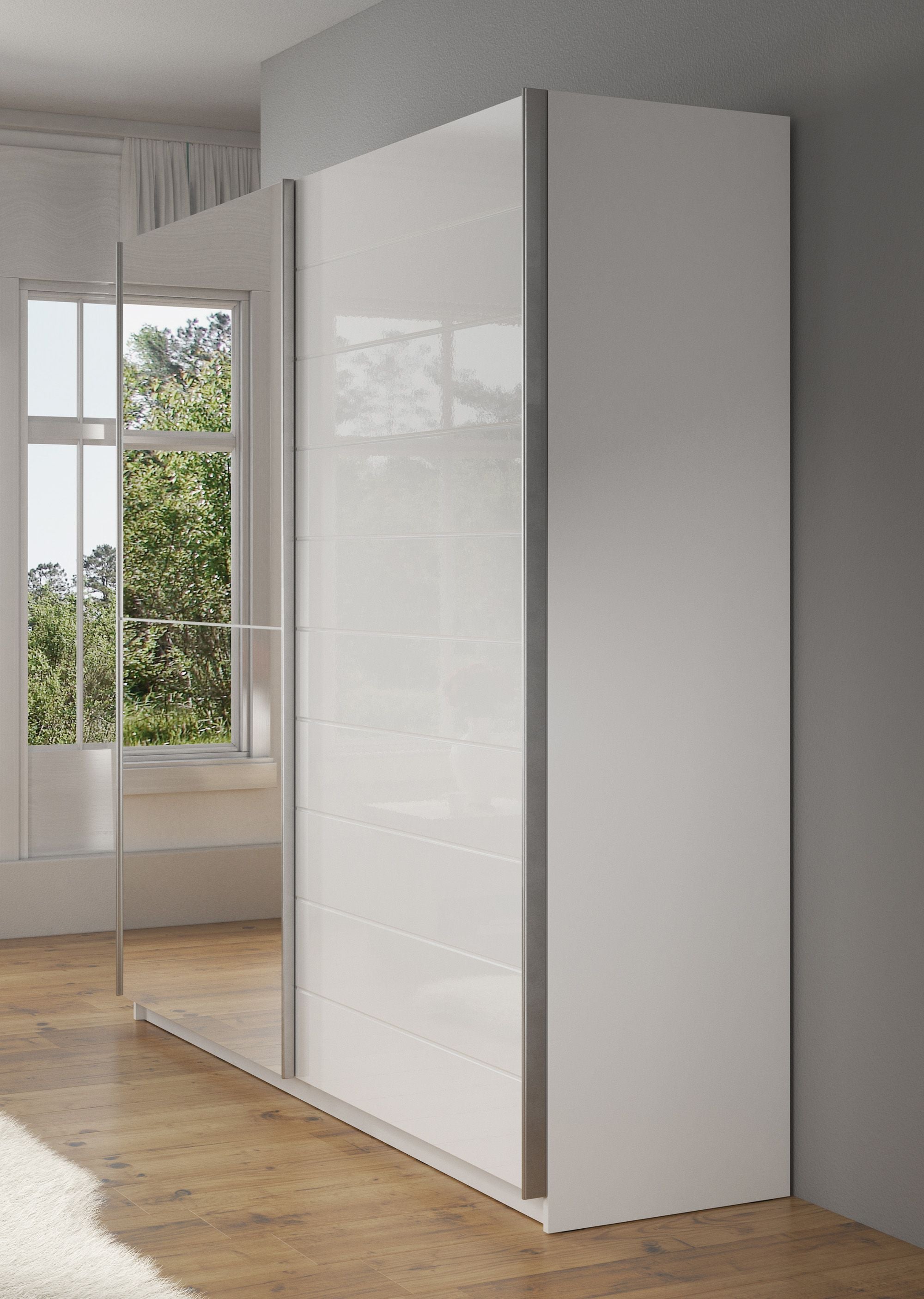 Mariah - Kledingkast met schuifdeuren - Wit - 217x63x210 cm