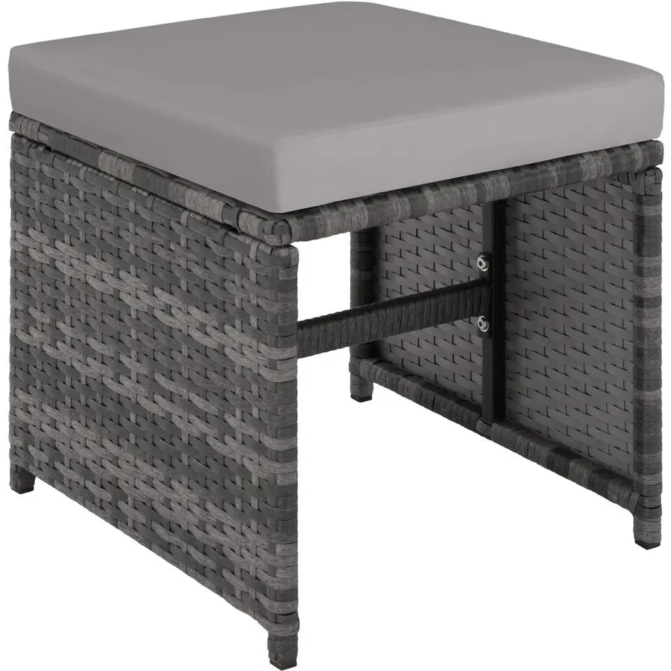 tectake - tuinset Bilbao - wicker - incl. beschermhoes - grijs