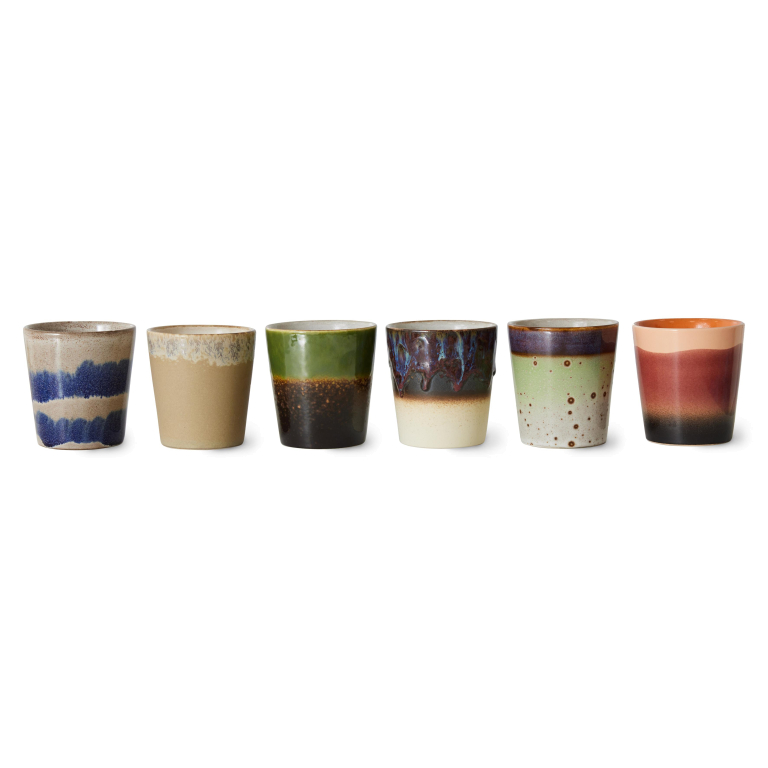 HKliving 70's Ceramic koffiemok set van 6 grounding
