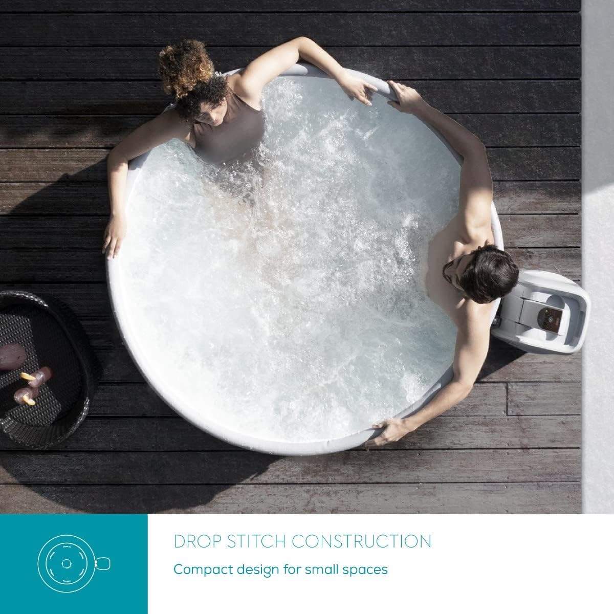 Bestway LAY-Z-SPA Vancouver AirJet Plus WiFi Whirlpool, 155 x 60 cm, mit App-Steuerung, 3-5 Personen, rund, Stein-Optik
