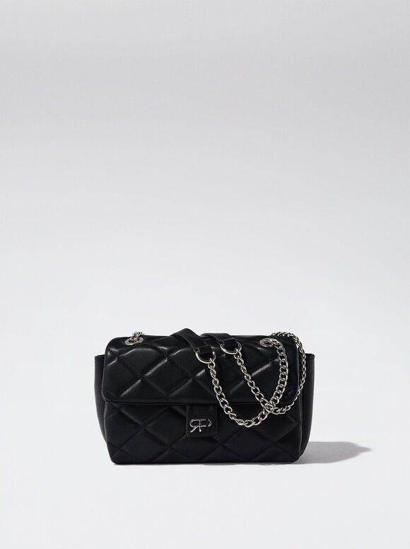 Bolsa matelassada com corrente - Preta