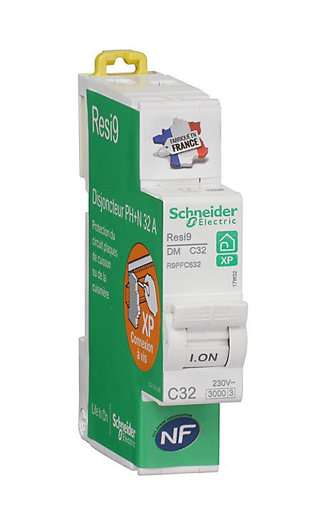 Disjoncteur peignable courbe C phase + neutre 32A Schneider Electric Resi9 XP
