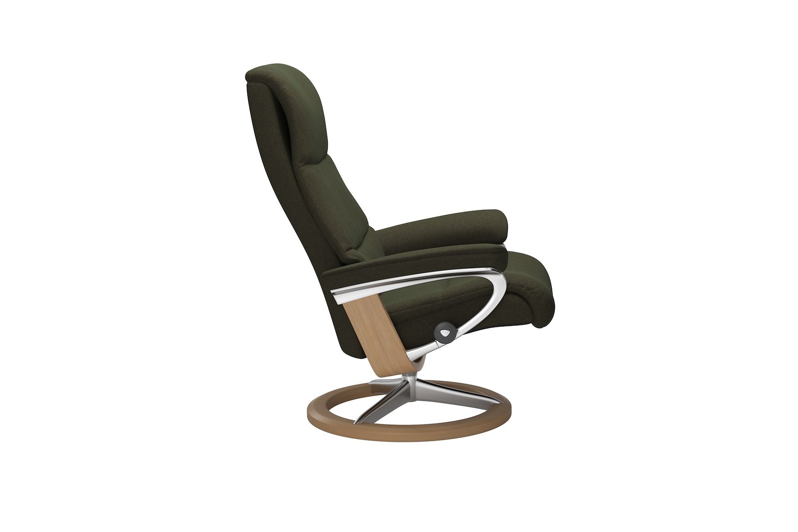 View lenestol Tekstil Calido Green – Signature understell – Alu – Eik - Medium