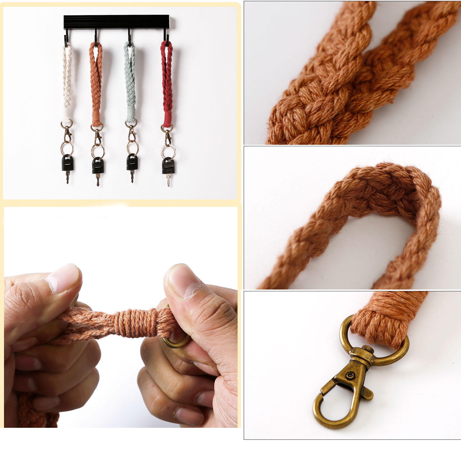 (45cm) Universal Handy Kette Geflochtene Kordel Phone Charms Schmuck Anhänger Handgelenkschlaufe - Braun