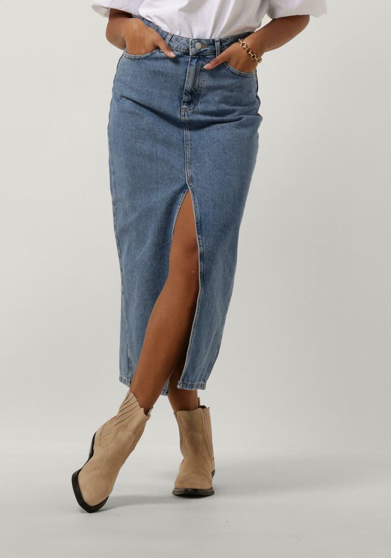 NOTRE-V blauwe notre-v midirok denim maxi skirt