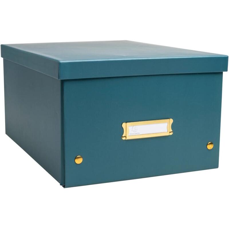Boîte de rangement à plat carton 27x36x19cm Néo Déco - Bleu canard