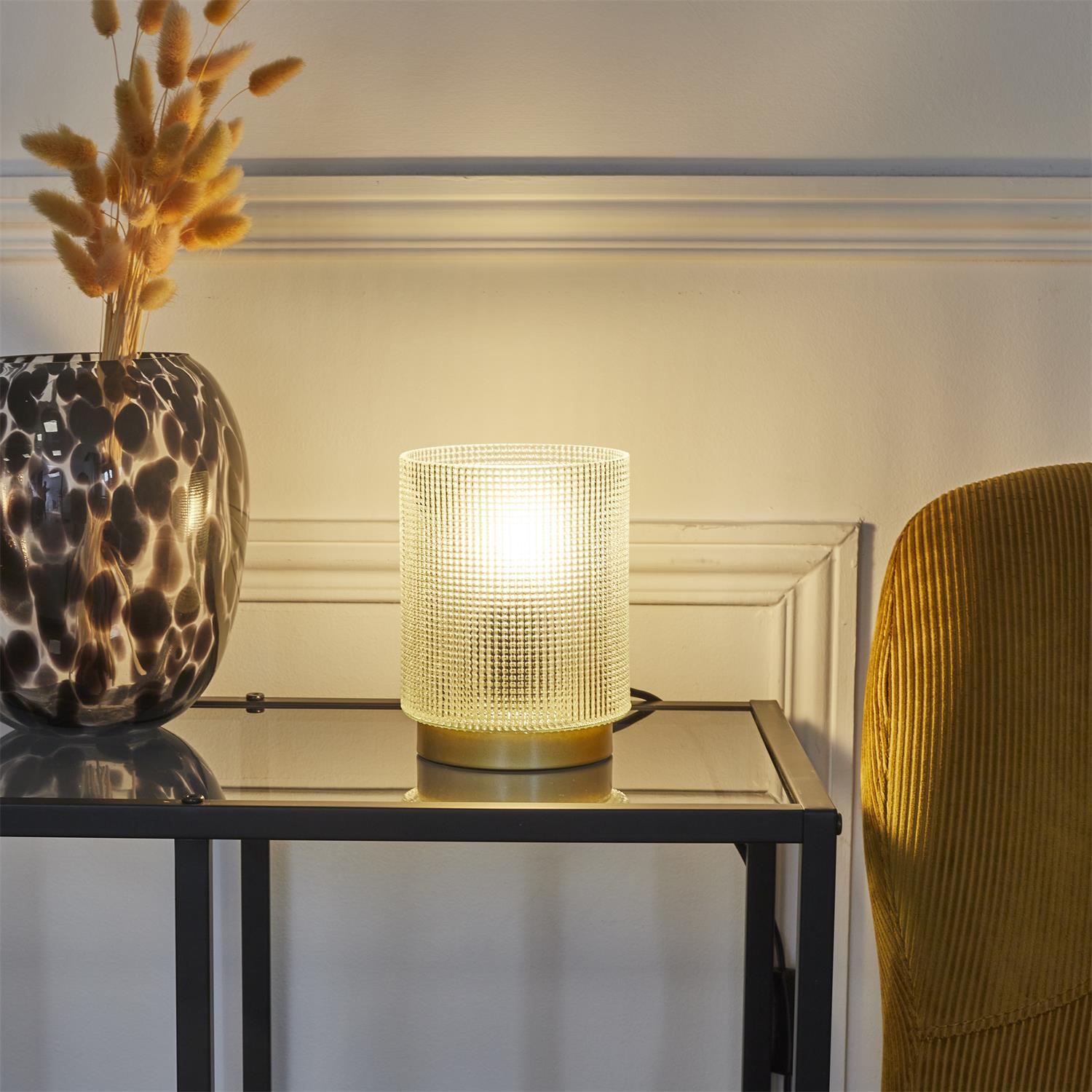 LAMPE A POSER VERRE EMBOSSE BLANC