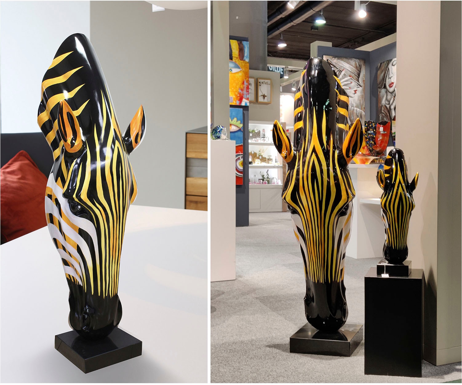 GILDE Tierfigur »Skulptur Zebra Zebrakopf orange; schwarz; weiss H. 50 cm«