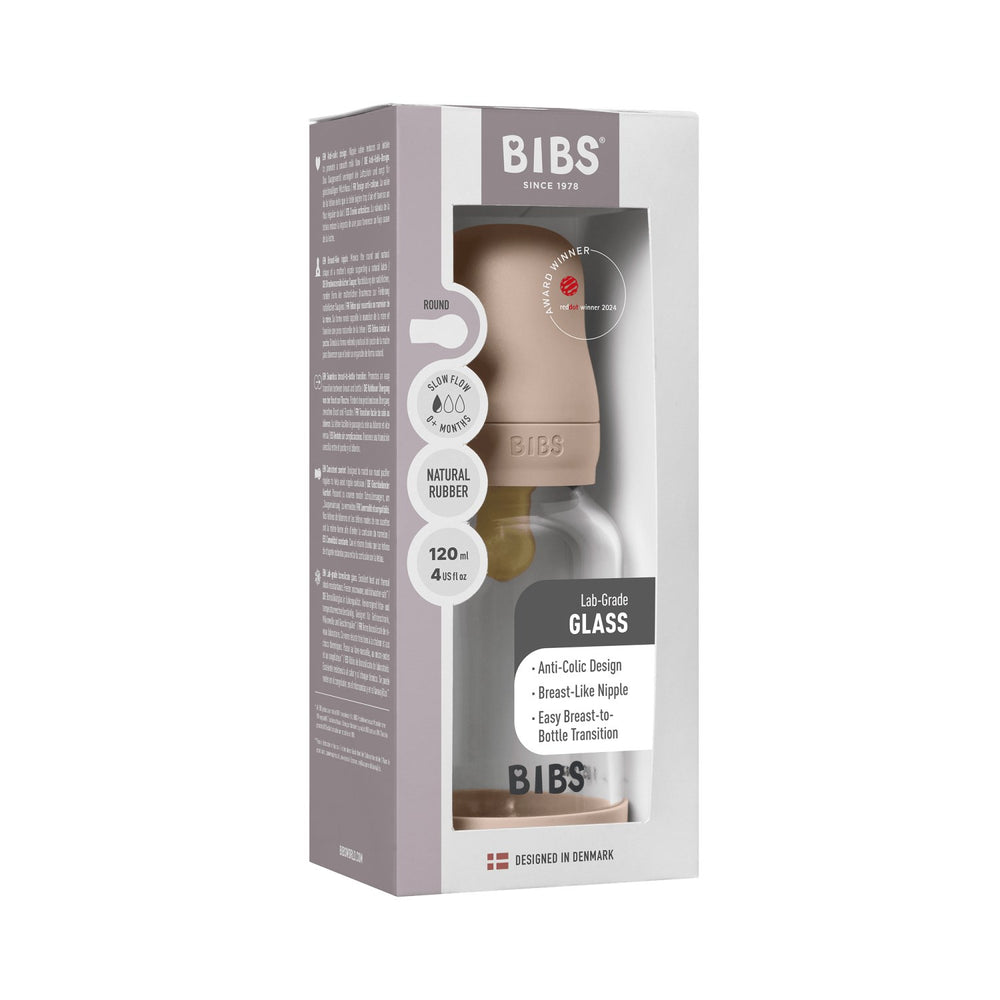 Køb Bibs Blush Glass Baby Flaske Round Latex Slow Flow