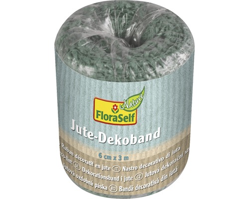 Floraself jute decoratief lint, 6 cm x 3 m, groen