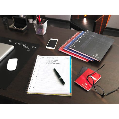 Cahier spirale Clairefontaine Bind'o block A4+ 22,5 x 29,7 cm perforé petits carreaux 160 pages
