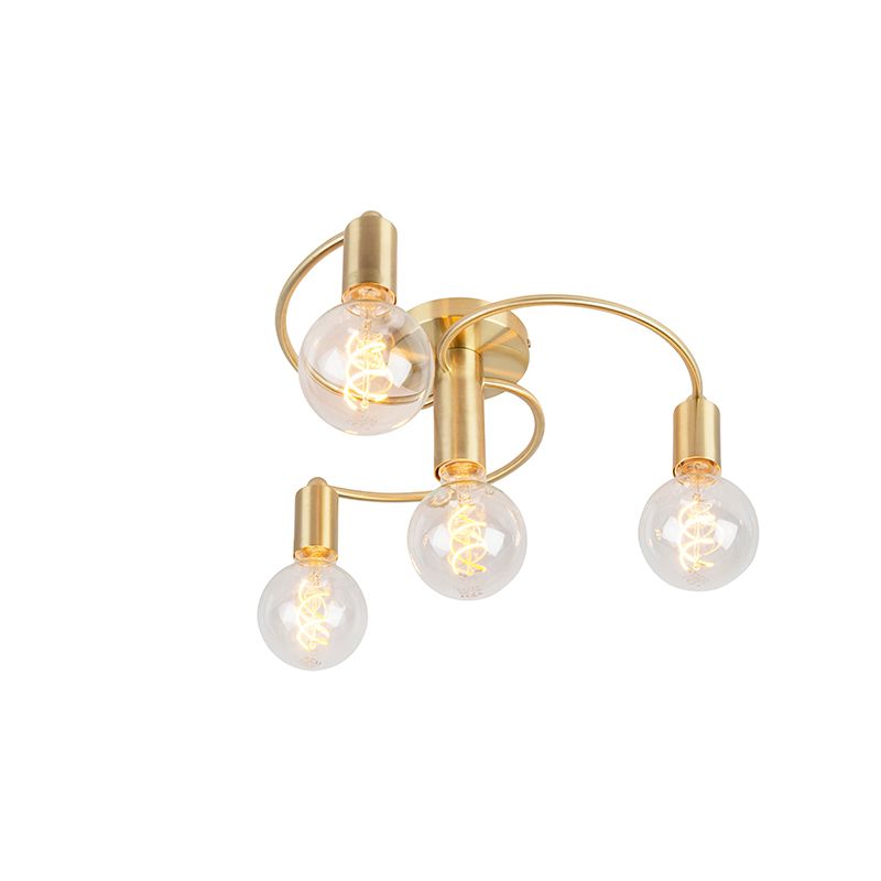 Art Deco plafondlamp messing 4-lichts - Facile