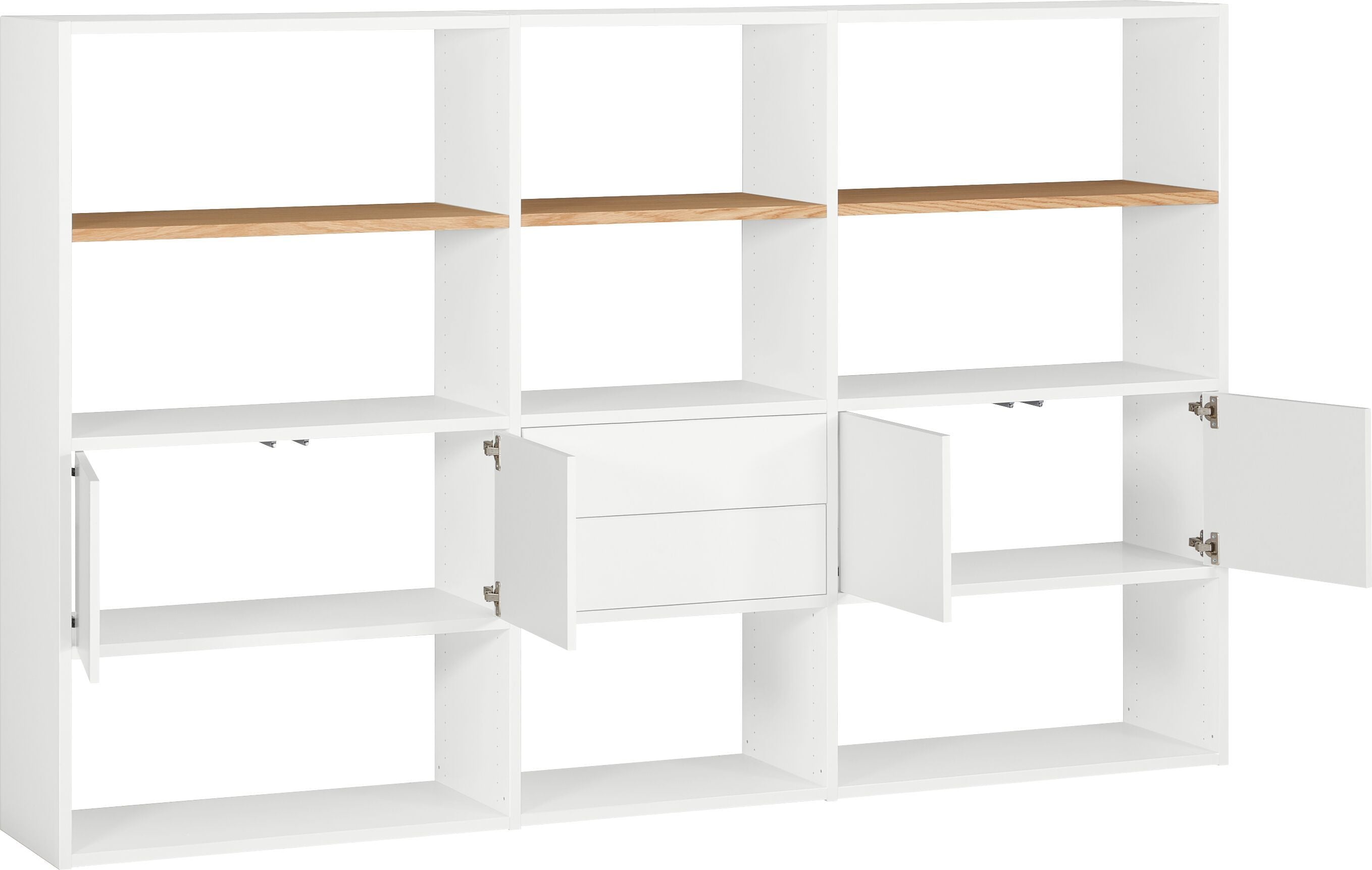 TARA Regal - Weiss / Eiche / B: 220.0 cm x T: 33.0 cm x H: 147.0 cm