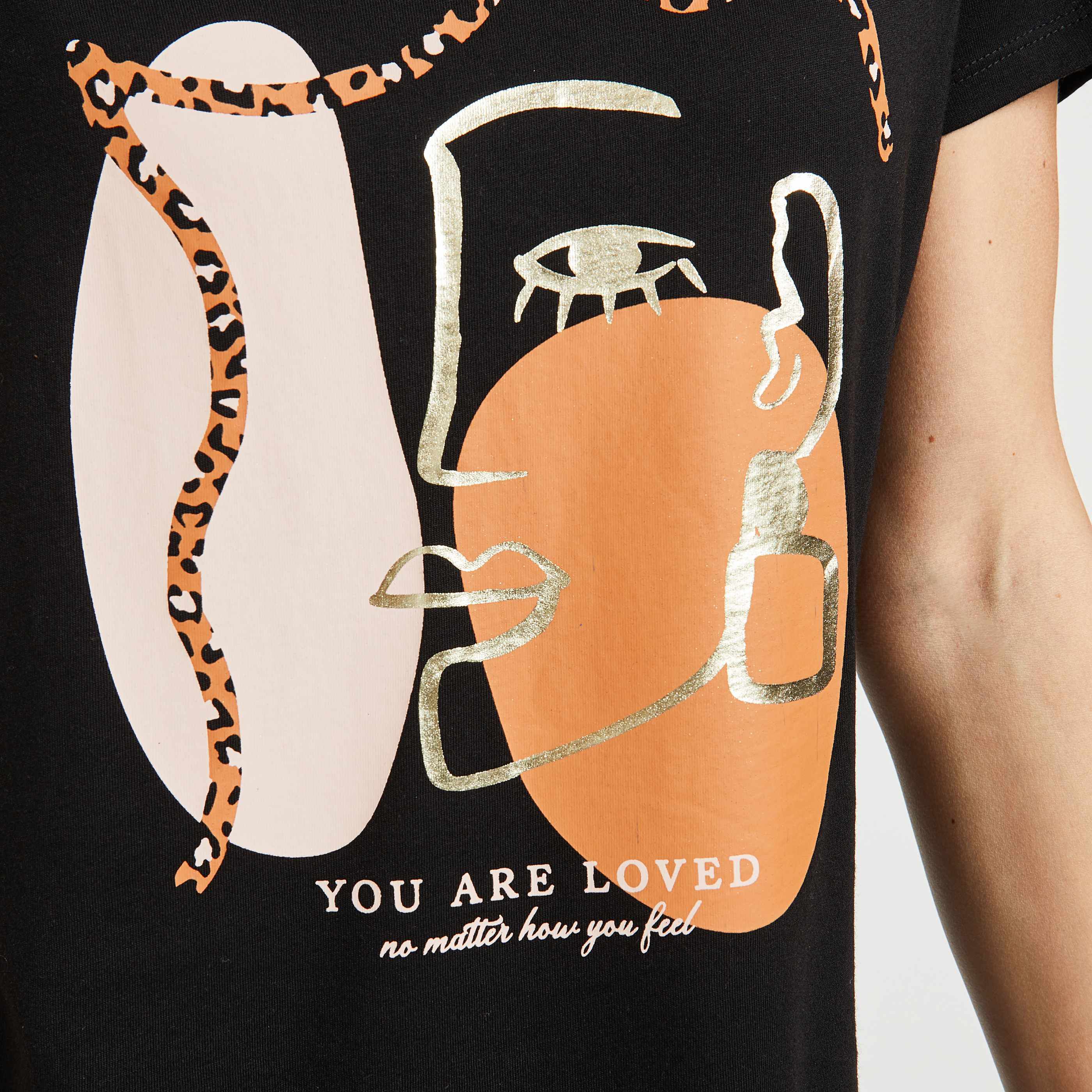 T-shirt imprimé femme - NOIR