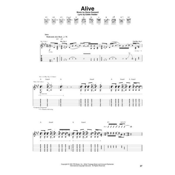 Pearl Jam Ten Songbook TAB
