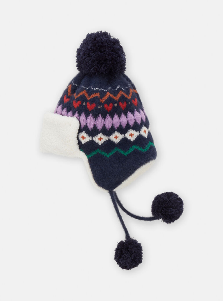 Chapka marine à motif jacquard pour fille