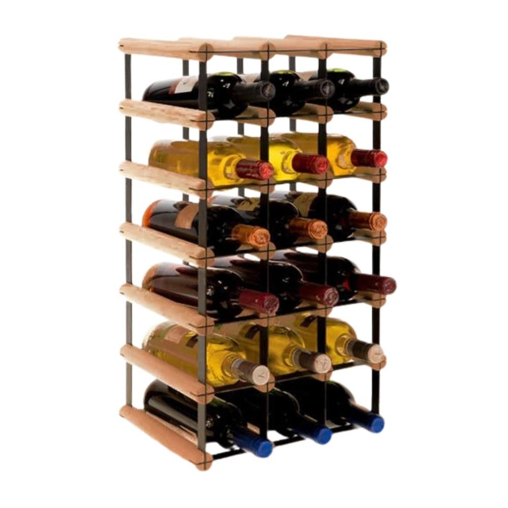 PROREGAL Modulair Wijnrek Vinotega Mod Metaal HxBxD 62,5 x 32,5 x 24,5 cm 3 x 6 Flessen Massief grenenhout Bruin Geolied