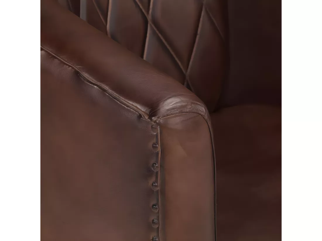 Fauteuil cabriolet marron clair cuir véritable