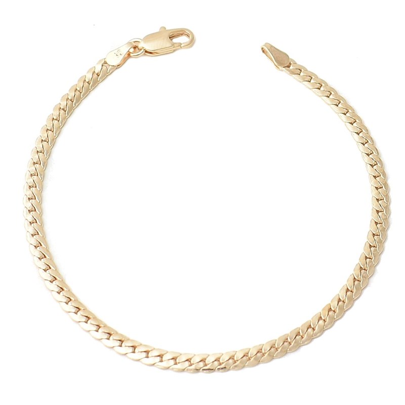 Bracelet fin maille anglaise Plaqué OR 750 3 microns