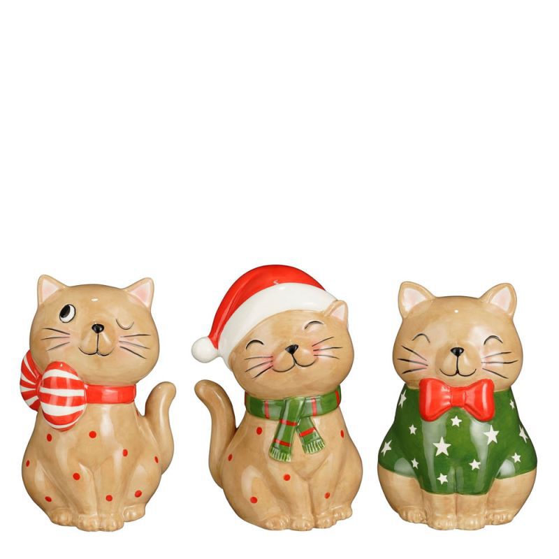 Mica Decorations Kerstkat - Kerstdecoratie - Bruin