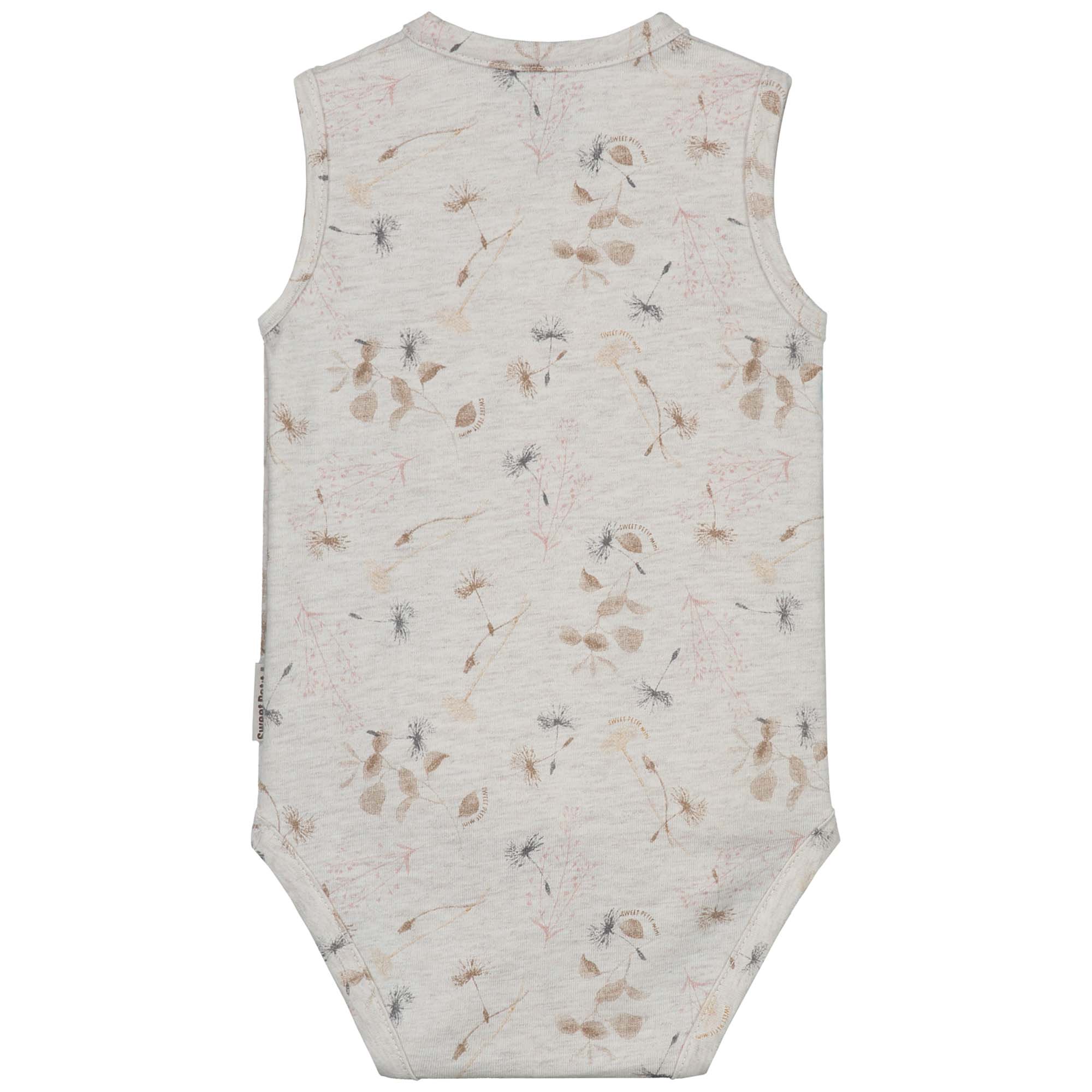 Sweet Petit Mini newborn romper mouwloos all over print beige
